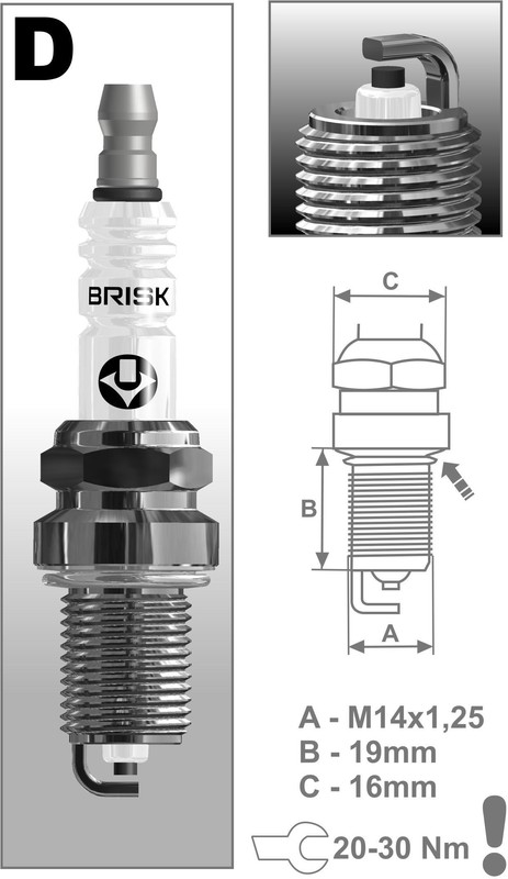 Свеча BRISK Super R DR17YС двс 405, 409 евро 3 (кл. 16)  1326 	