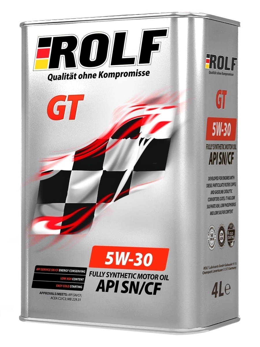 Масло мот. ROLF GT 5W30 синт. 4л SN/CF железо