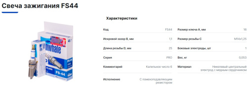 Свеча Finwhale FS-44 FORD/MAZDA/VOLVO