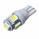 Автолампа LED светодиод T10 (W5*W) 12V 5050 5 диодов SMD  Белая
