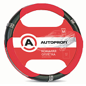 Оплетка AUTOPROFI LUXURY (черн/красн.) AP-1010 BK/RD (M)